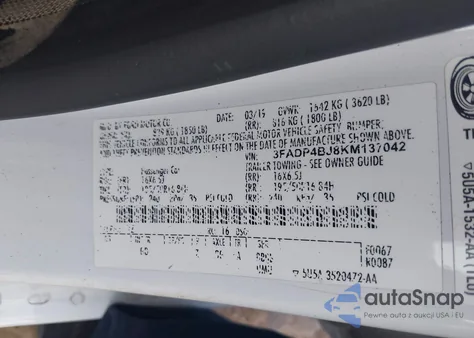 2019 Ford Fiesta Se из США, поврежденный, VIN 3FADP4BJ8KM137042